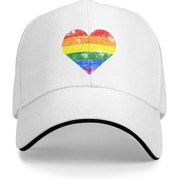 Vintage LGBT Gay Lesbian Pride Heart Flag Gift Baseball Hats Snapback Trucker Hats Back Ball Caps Dad Hats Summer Hat