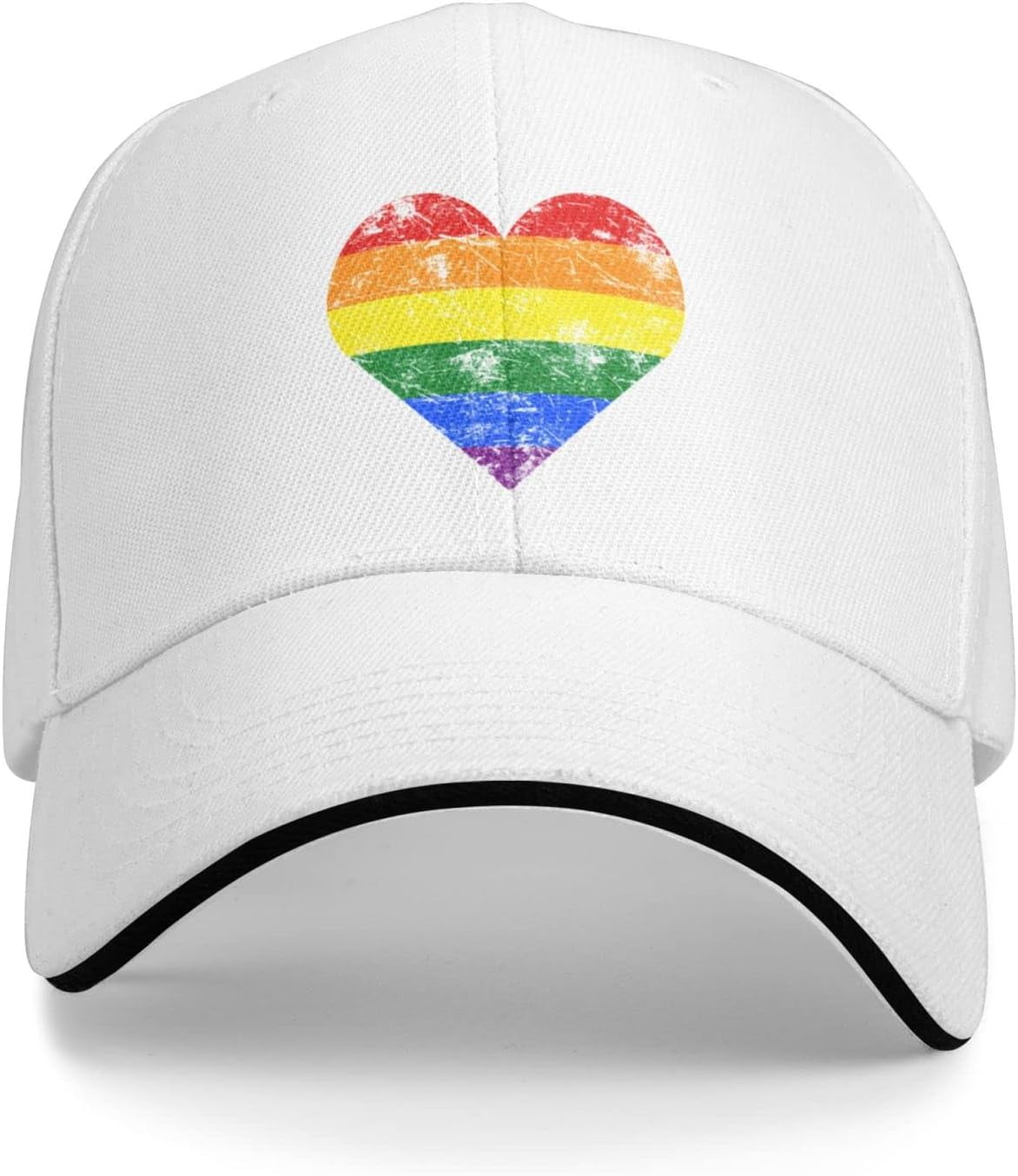 Rainbow Heart LGBT Pride Baseball Cap – Adjustable Trucker Hat, Unisex, Love Is Love Design