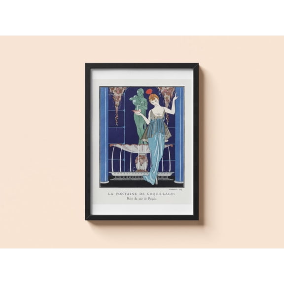 Vintage La Fontaine de coquillages George Barbier Art Deco Art Unframed Paper Print
