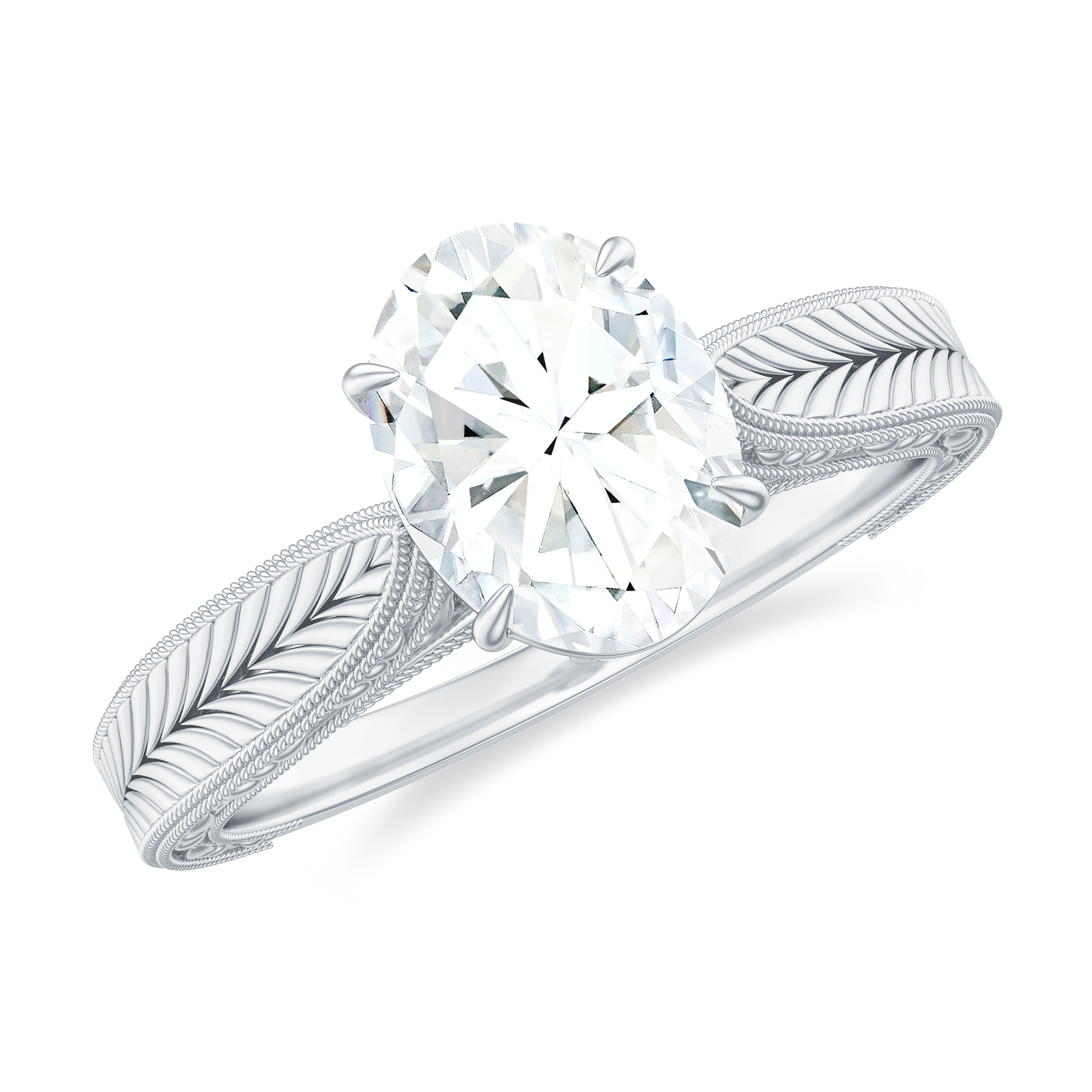 Lab Grown Diamond Bridal Set - 6x8mm Oval Engagement Ring & Wedding Band, EF-VS Quality, Sterling Silver