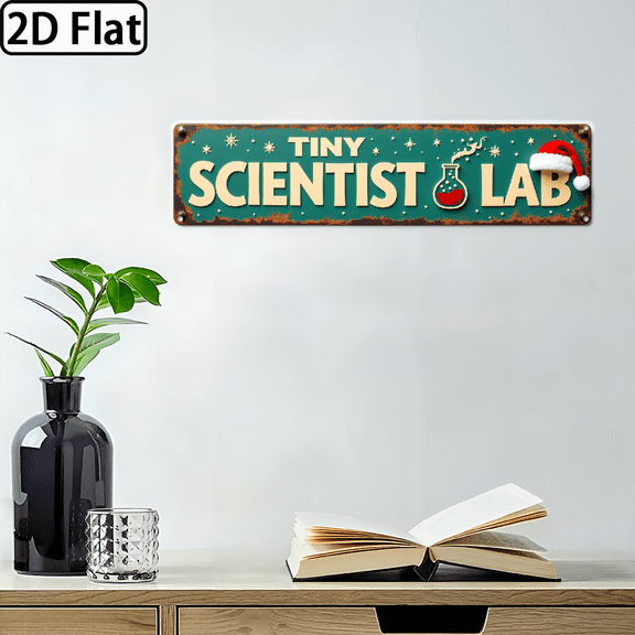 Vintage Lab-Themed Wall Sign - Retro Science Icons Atomic Beaker Chart Decor Suitable for Classrooms, Offices, Science Labs, Cafes - Irregular-Shaped Plate with Scientific Symbols for Creativ