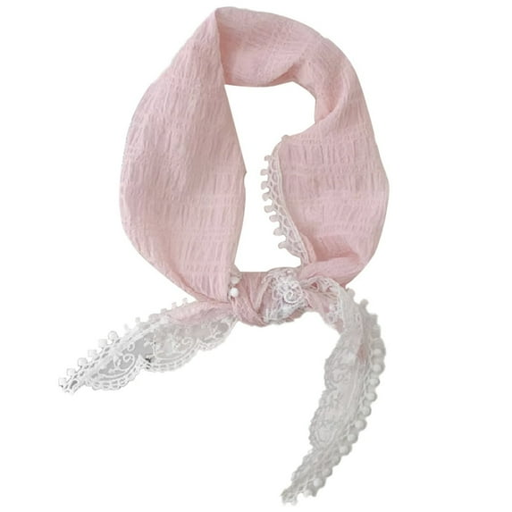 Vintage Lace Hair Neck Scarf for Women Retro Headdress,Pink,One Size,KLOY2K