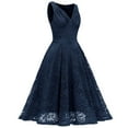 thumbnail image 1 of Vintage Lace Homecoming Dresses For Teens Sleeveless High Waist Tank Dress Solid Loose Flowy V Neck Prom Dress, 1 of 4