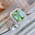 thumbnail image 1 of Vintage Lace Rectangular Ring With Copper Band And Green Zircon Inlay For Women Sizes 6 7 8 9 10 Jewelry Quadrilateral, 1 of 6