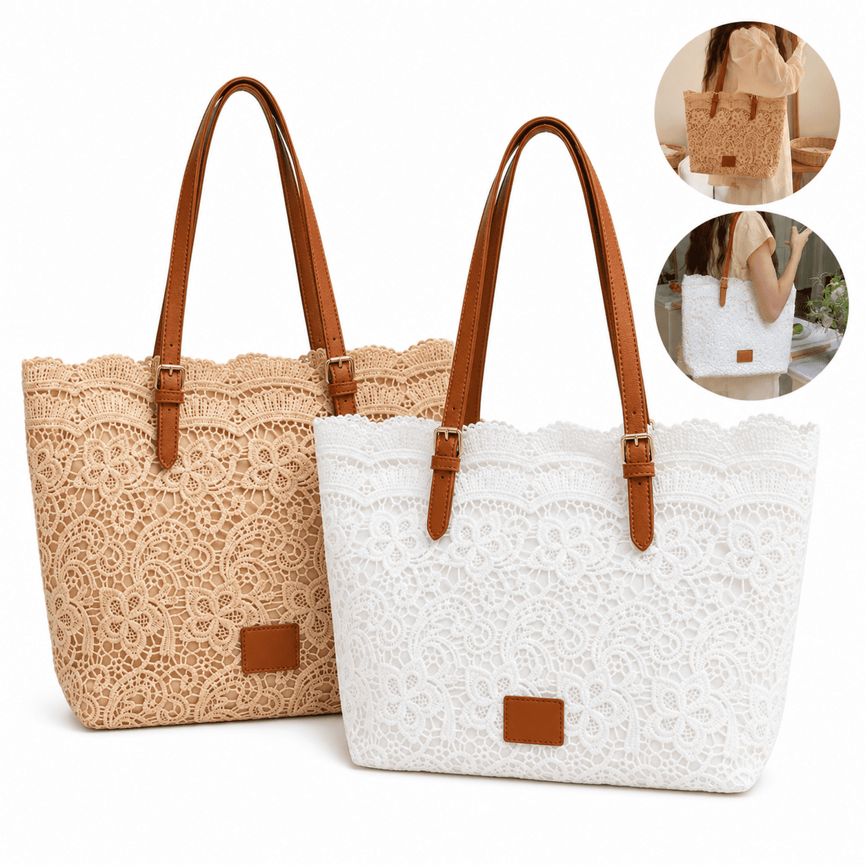 Vintage Lace Shoulder Bag for Women, Crochet Purse Summer Handbag 2026, Lightweight Tote Bag for Beach Travel Shopping