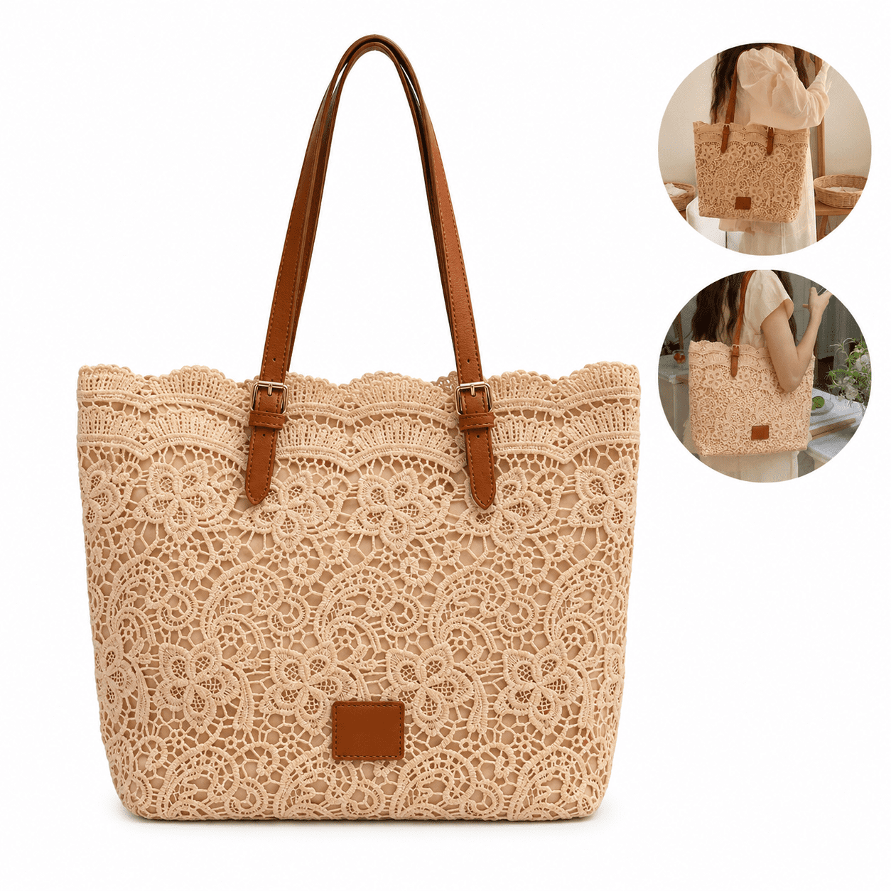 Vintage Lace Shoulder Bag for Women, Crochet Purse Summer Handbag 2026, Lightweight Tote Bag for Beach Travel Shopping