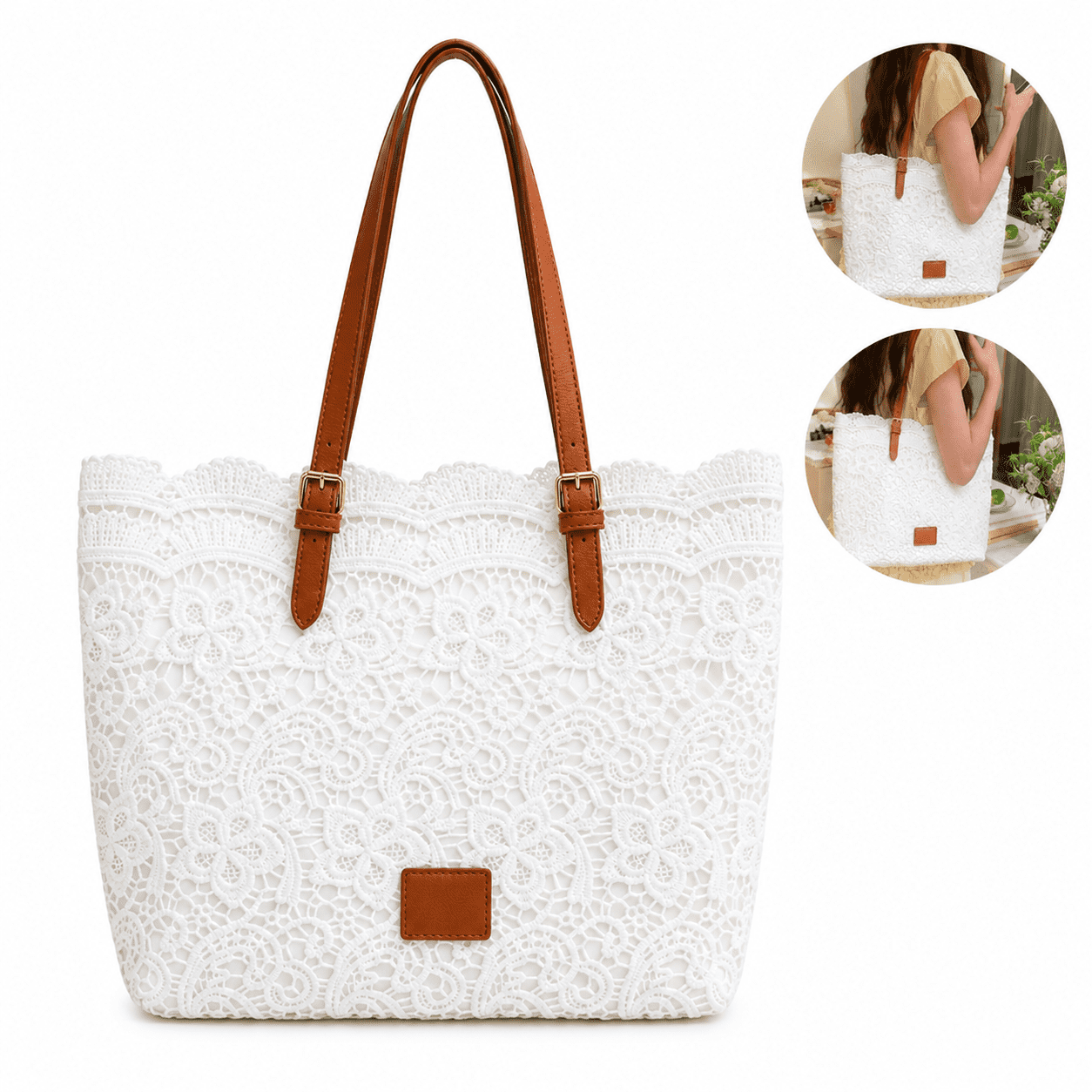 Vintage Lace Shoulder Bag for Women, Crochet Purse Summer Handbag 2026, Lightweight Tote Bag for Beach Travel Shopping