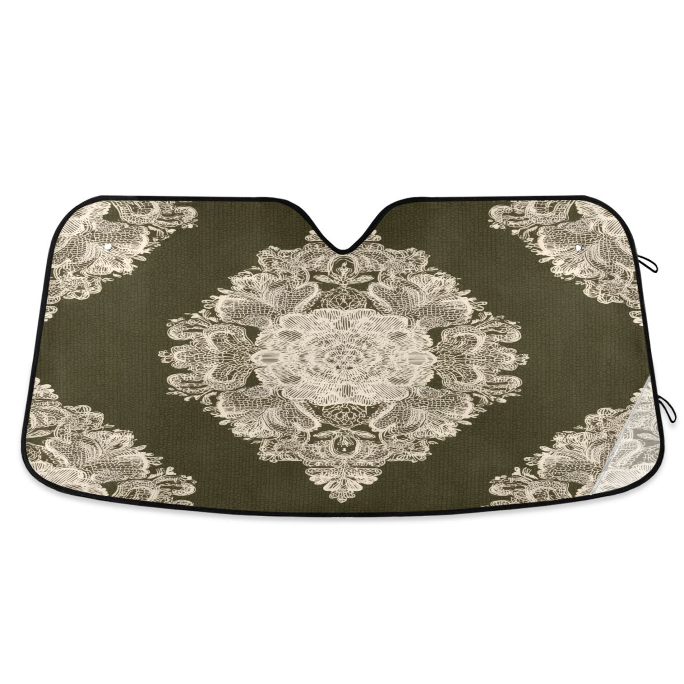 Vallad CarService RydeRomance サンシェード Vintage Lace Symmetrical Pattern Windshield Sun Shade Automobile