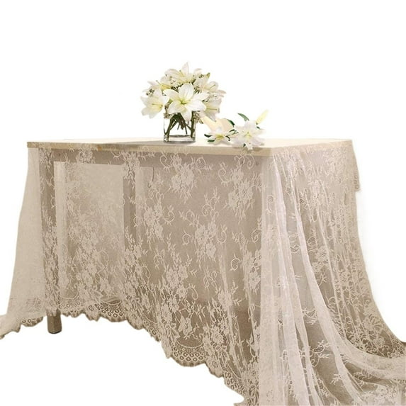Vintage Lace White Table Runner, Floral Lace Table Runners for Rustic Chic Wedding Reception Table Decor,  Bridal Shower Party Decorations