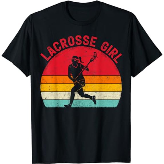 Vintage Lacrosse Girl Funny Lacrosse Sports Player T-Shirt