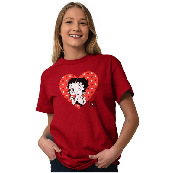 Vintage Ladies TShirts Tees T For Women Betty Boop Valentines Day Kisses Gift