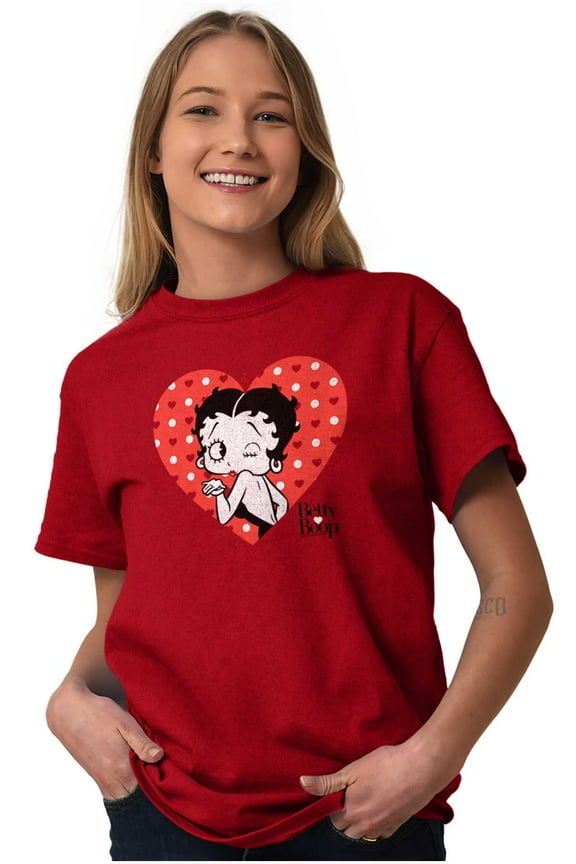 Vintage Ladies TShirts Tees T For Women Betty Boop Valentines Day Kisses Gift