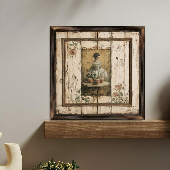 Vintage Lady Floral Art Wooden Sign Wall Plaque - Vintage Art Decoration, Wall Decoration - Ideal Gift For Home Decoration, Living Room, Bathroom, Bedroom, Garden, Dining, Bar, Cafe, Festival Party