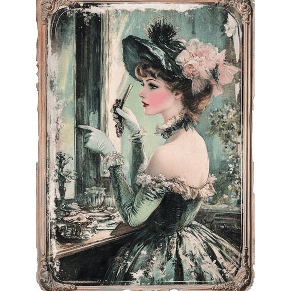 Vintage Lady Portrait Decorative Painting/Canvas Art Suitable for Living Room Bedroom Dining Room Study Office Gallery Hotel Apartment Coffee Shop Bar and Beauty Salon Decoration