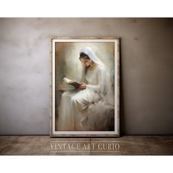 Vintage Lady Reading Portrait, Antique Portrait, Vintage, Antique Reading Woman Portrait UNFRAMED Poster, Wall Art for Decor, Present, 8x12