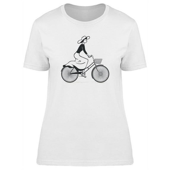 Vintage Lady With Bicycle T-Shirt Women -Image by Shutterstock, Female Large