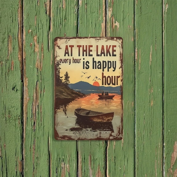 Vintage Lake Beach House Decor Lake Tin Sign Gift Lakehouse Home Outdoor Camping