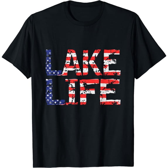 Vintage Lake Life 4th of July Patriotic T-Shirt
