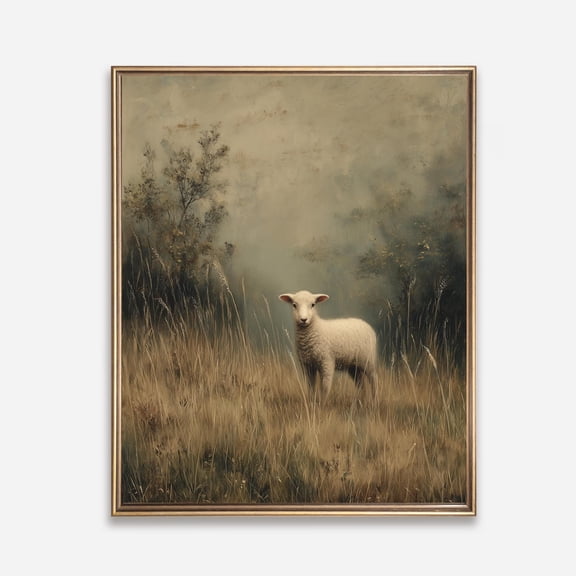 Vintage Lamb – Rustic Farmhouse Animal Wall Art, Cottage Wall Decor, UNFRAMED Poster, Wall Art for Decor, Present, 8x12