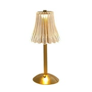 Vintage Lamp,16 Colors Flower Mini Lamp Small Battery Operated Lamp Cordless Lamp USB Charge 12'' Tall LED Portable Outdoor Indoor Table Lamp for Home,Table,Dining Room, Gold Rechargeable