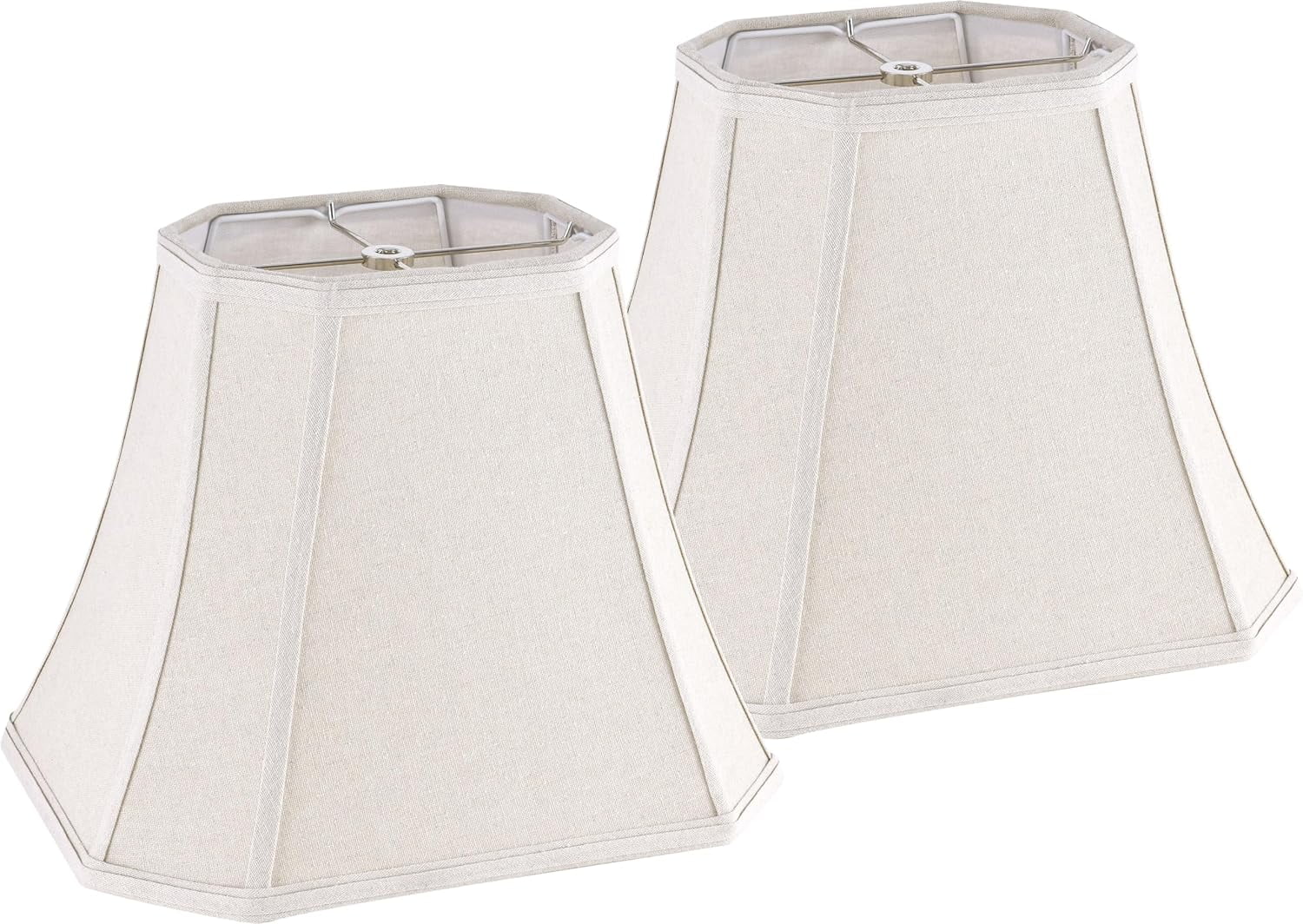 Vintage Lamp Shades Cut Corner, 8"x14"x11" Spider Medium Beige Fabric Shade for Table Lamps and Floor Lamp Replace (Set of 2),Octagonal Bell Lamp Shade Easy Assembly (Harp Not Included)