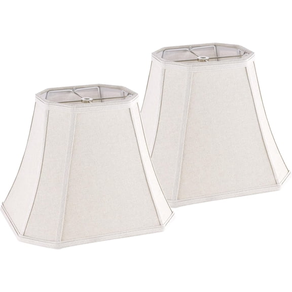 Vintage Lamp Shades Cut Corner, 8"x14"x11" Spider Medium Beige Fabric Shade for Table Lamps and Floor Lamp Replace (Set of 2),Octagonal Bell Lamp Shade Easy Assembly (Harp Not Included)