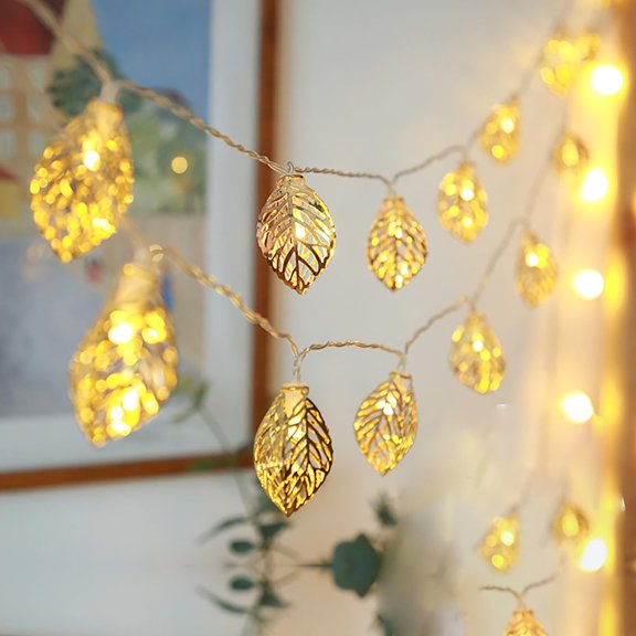 Vintage Lampshade Geometric Lights, 3.3M/10ft 20LED Gold Metal Lantern Polygonal Battery Operated Fairy String Lights for Home Bedroom Garden Wedding Party Decoration