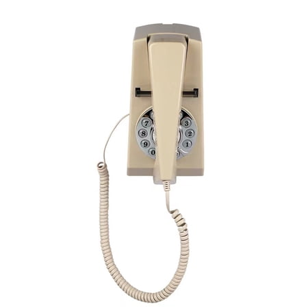 Vintage Landline Wall Phone for Home, Corded Wall Telephone, Retro House Trimline Phone for Seniors, Old Fashioned Trim Line Telephones, No AC Power Required, Wall-Mountable Telephone (Ivory)
