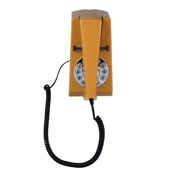 Vintage Landline Wall Phones for Home, Corded Wall Telephone, Retro House Working Phone for Seniors, Basic Trimline Telephones, No AC Power Required, Wall-Mountable Telephone (Yellow)