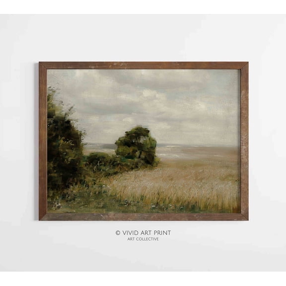 Vintage Landscape Art "Landscape Overlooking Field" Home Decor, Vivid Art Print Ch-622 Wall Art, Modern Wall Decor, 8x12 UNFRAMED
