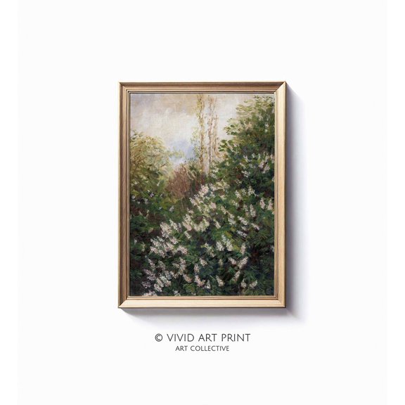 Vintage Landscape Art "Lilac Tree" Wall Art Decor, Vivid Art Print Lt-201 Wall Art, Modern Wall Decor, 12x18 UNFRAMED