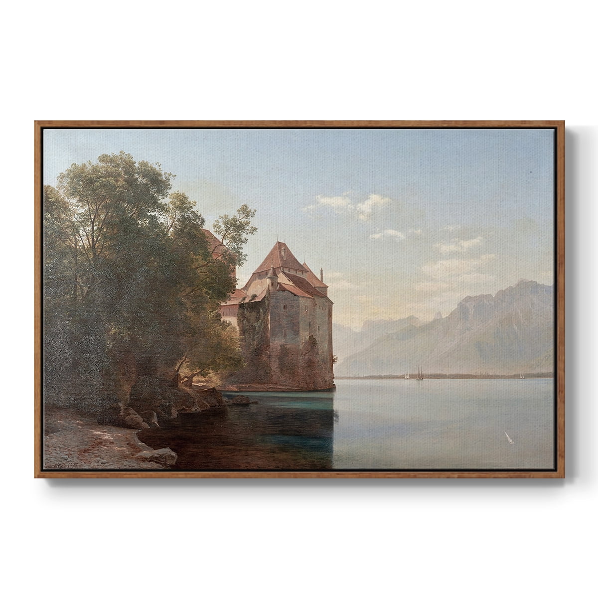 Vintage Landscape-CCCL By Wexford Home Framed in Walnut Wood Gallery Wrapped Canvas 25 in. x 37 in.