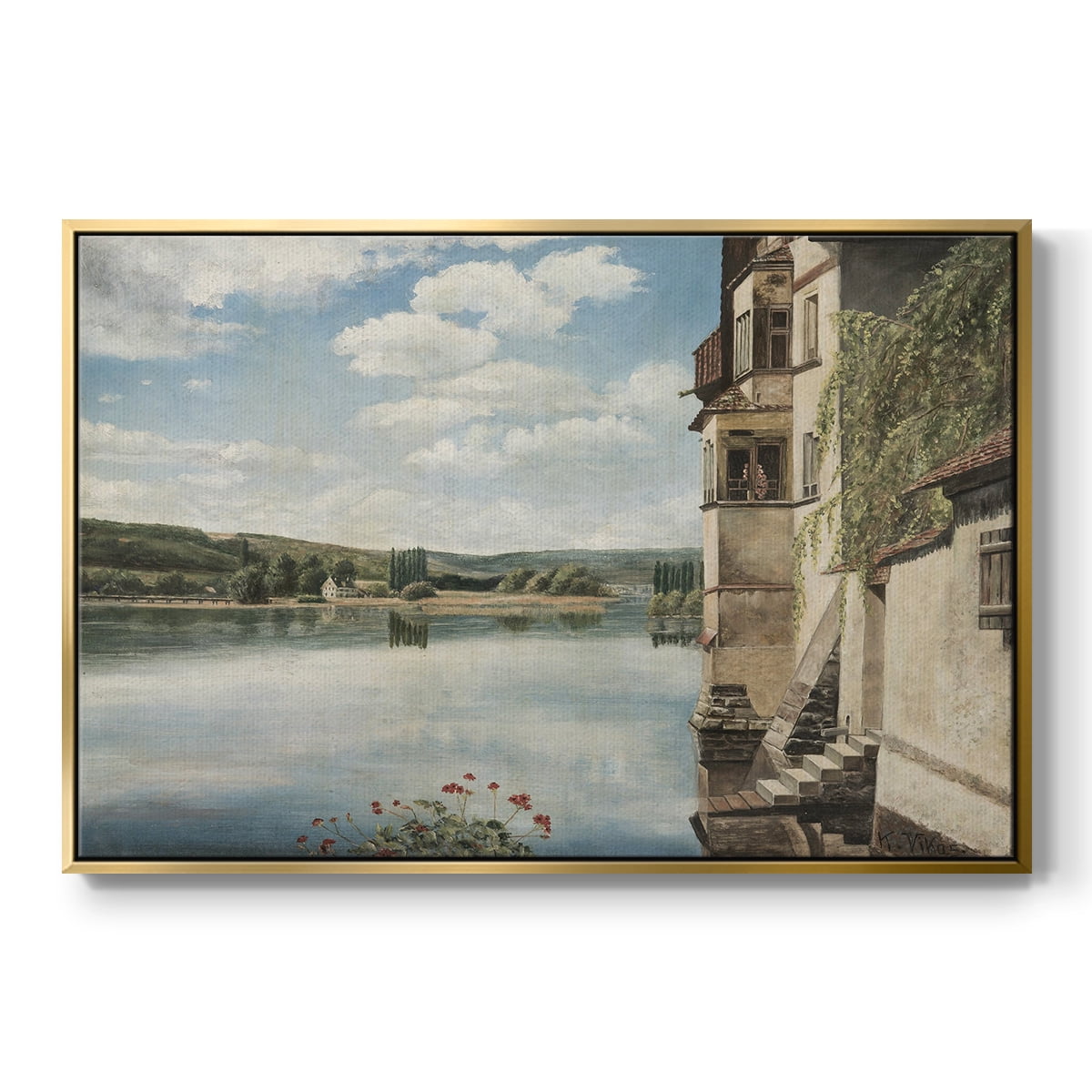 Vintage Landscape-CCCLI By Wexford Home Framed in Gold Wood Gallery Wrapped Canvas 17 in. x 25 in.