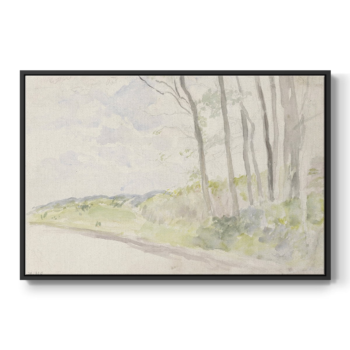 Vintage Landscape-CCCLII By Wexford Home Framed in Black Wood Gallery Wrapped Canvas 25 in. x 37 in.