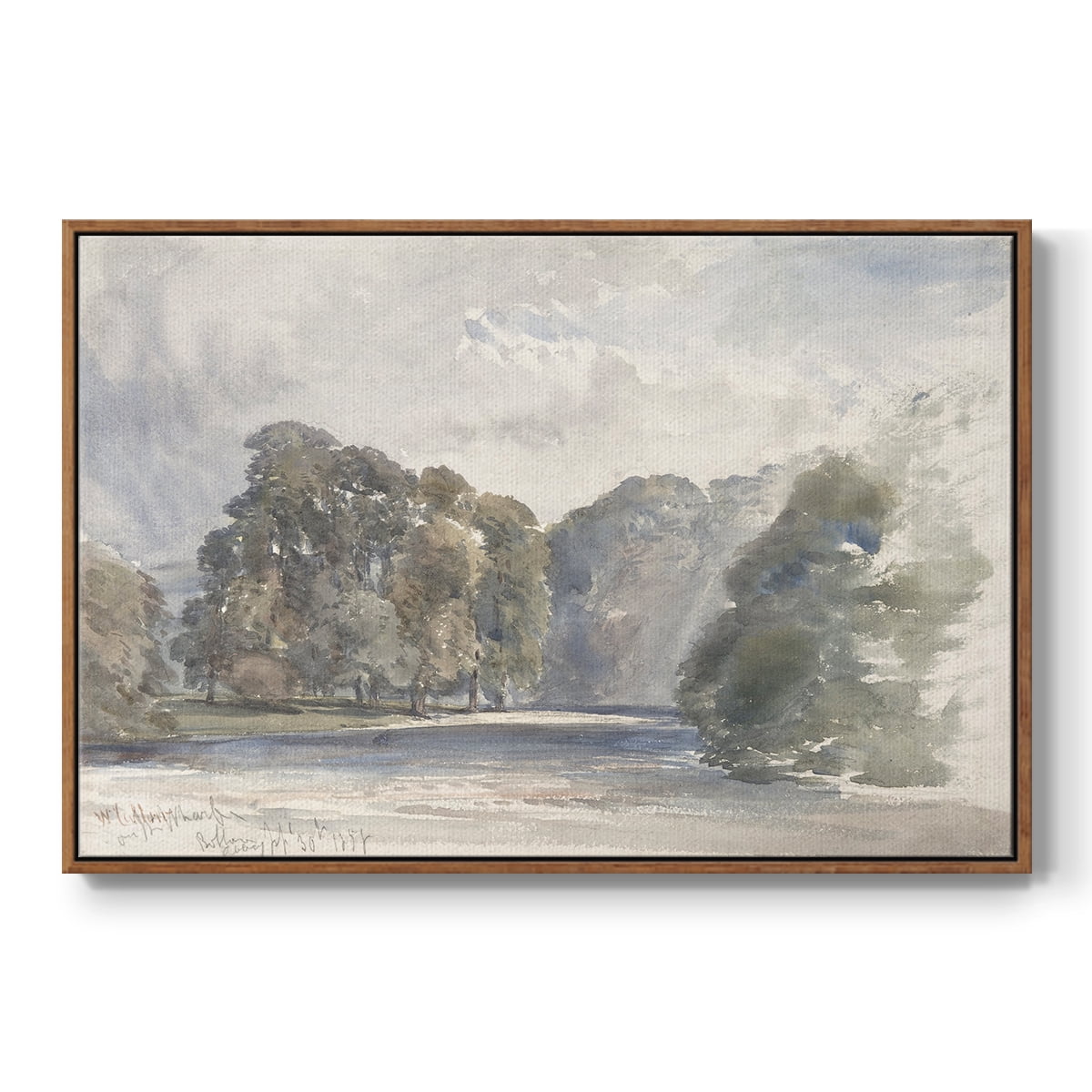 Vintage Landscape-CCCLIII By Wexford Home Framed in Walnut Wood Gallery Wrapped Canvas 27 in. x 41 in.