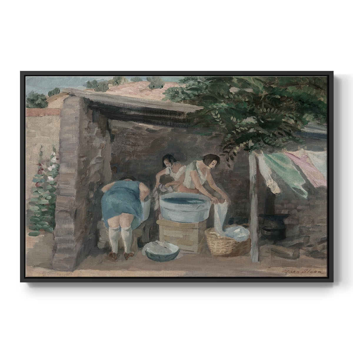 Vintage Landscape-CCCLIX By Wexford Home Framed in Black Wood Gallery Wrapped Canvas 27 in. x 41 in.