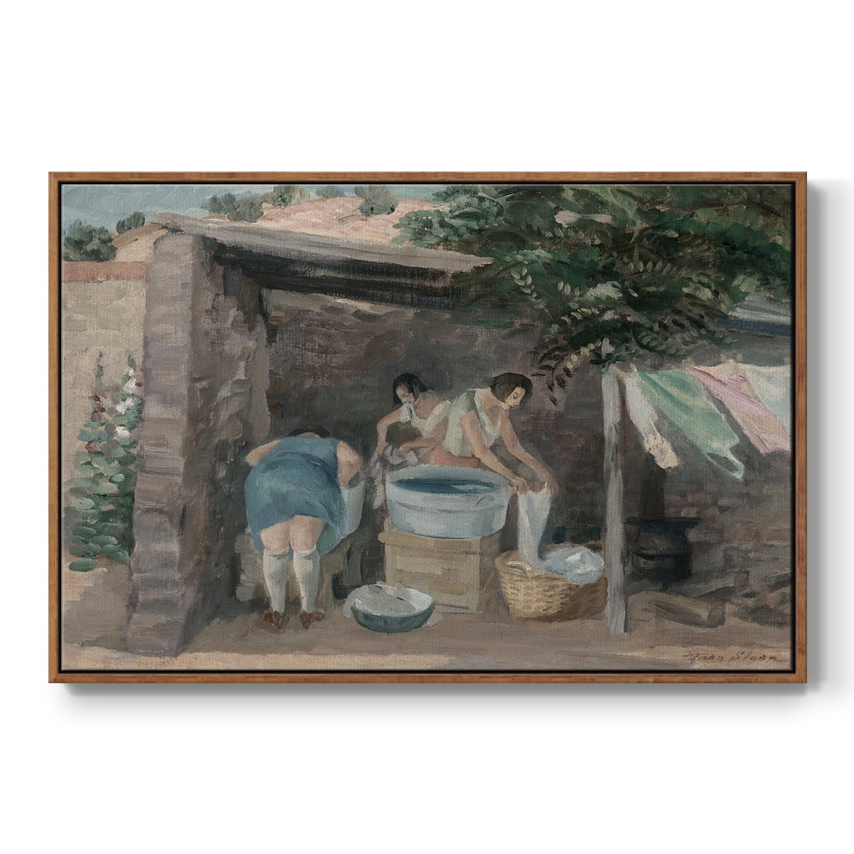 Vintage Landscape-CCCLIX By Wexford Home Framed in Walnut Wood Gallery Wrapped Canvas 27 in. x 41 in.