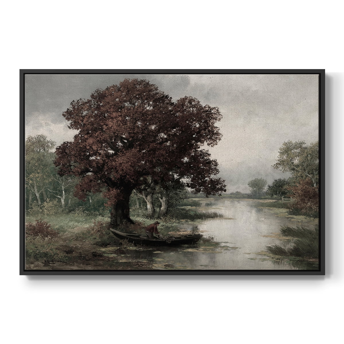 Vintage Landscape-CCCLV By Wexford Home Framed in Black Wood Gallery Wrapped Canvas 27 in. x 41 in.