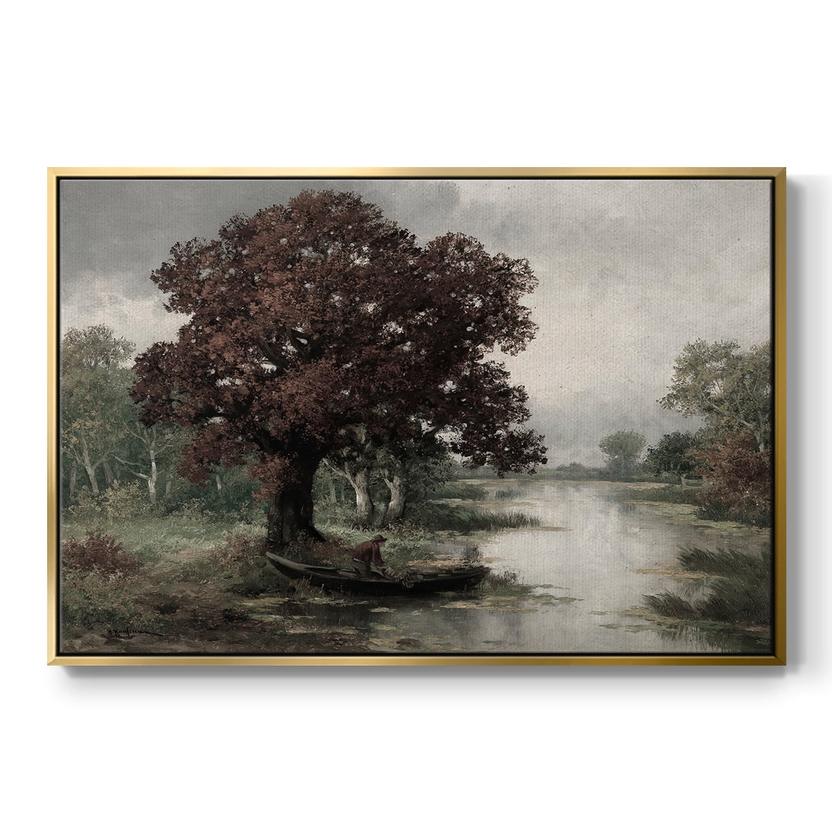 Vintage Landscape-CCCLV By Wexford Home Framed in Gold Wood Gallery Wrapped Canvas 27 in. x 41 in.