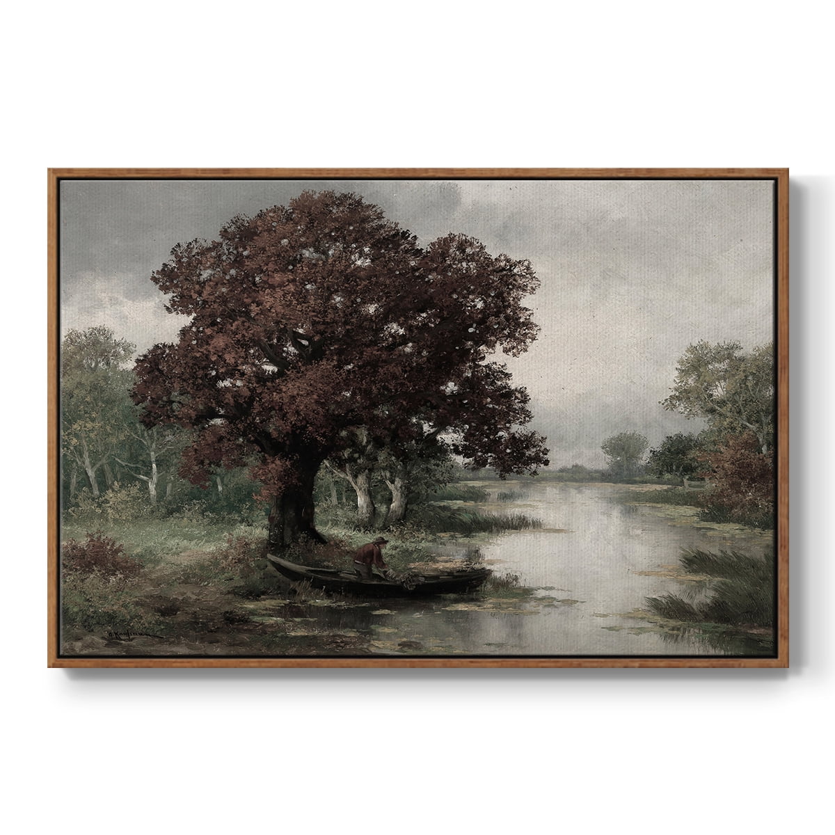 Vintage Landscape-CCCLV By Wexford Home Framed in Walnut Wood Gallery Wrapped Canvas 27 in. x 41 in.