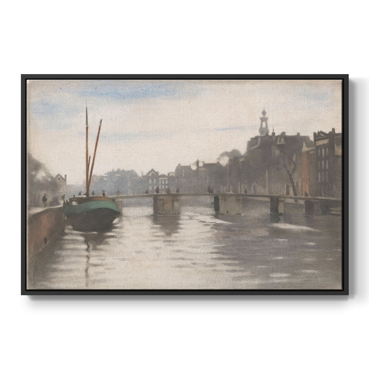 Vintage Landscape-CCCLVI By Wexford Home Framed in Black Wood Gallery Wrapped Canvas 25 in. x 37 in.