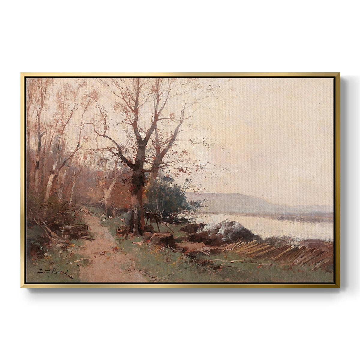 Vintage Landscape-CCCLVIII By Wexford Home Framed in Gold Wood Gallery Wrapped Canvas 27 in. x 41 in.