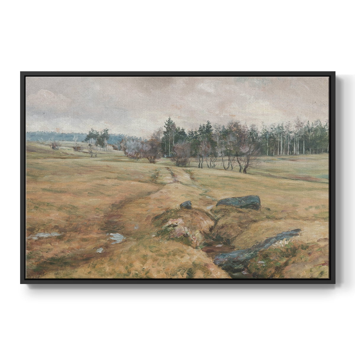 Vintage Landscape-CCCLXIV By Wexford Home Framed in Black Wood Gallery Wrapped Canvas 27 in. x 41 in.