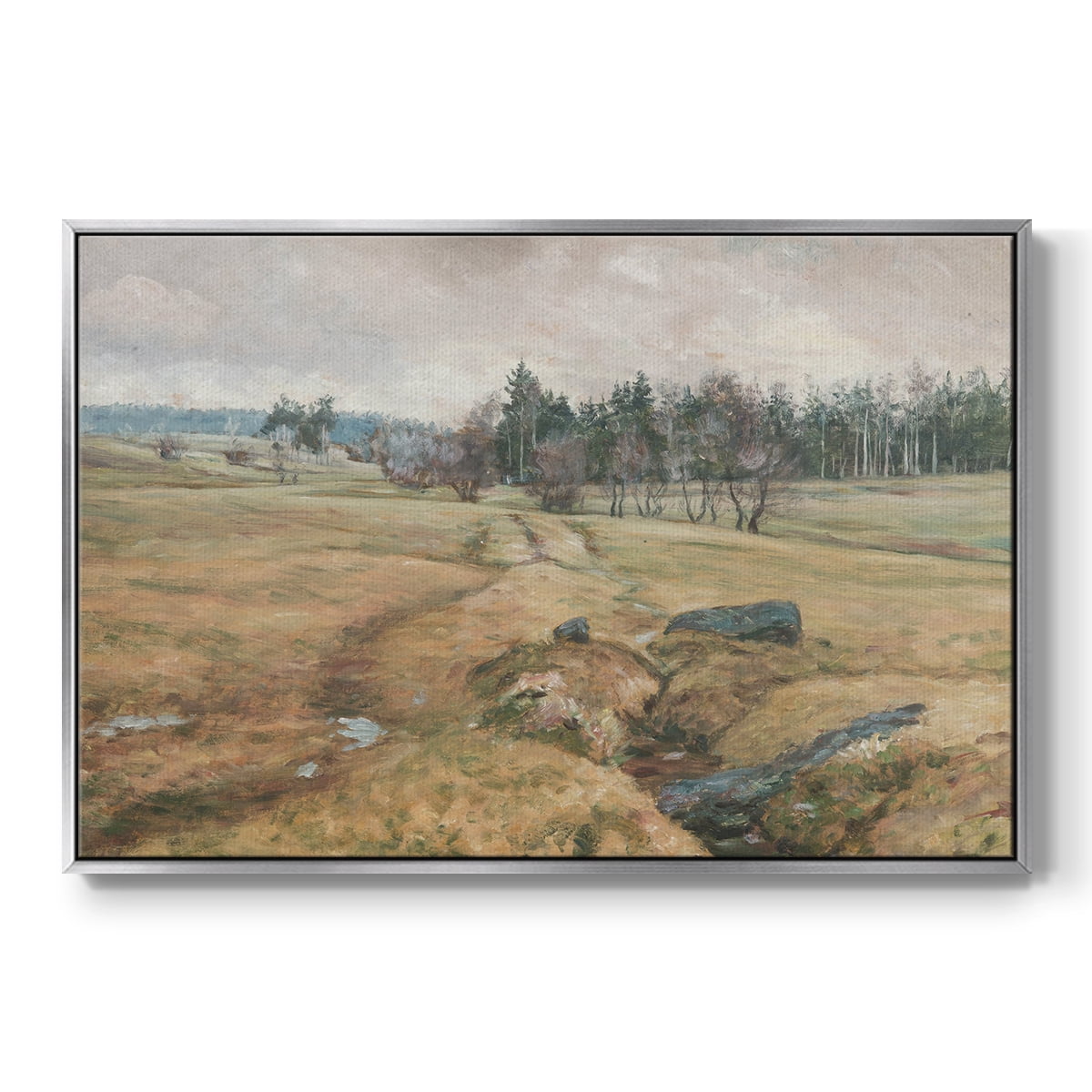 Vintage Landscape-CCCLXIV By Wexford Home Framed in Silver Wood Gallery Wrapped Canvas 27 in. x 41 in.