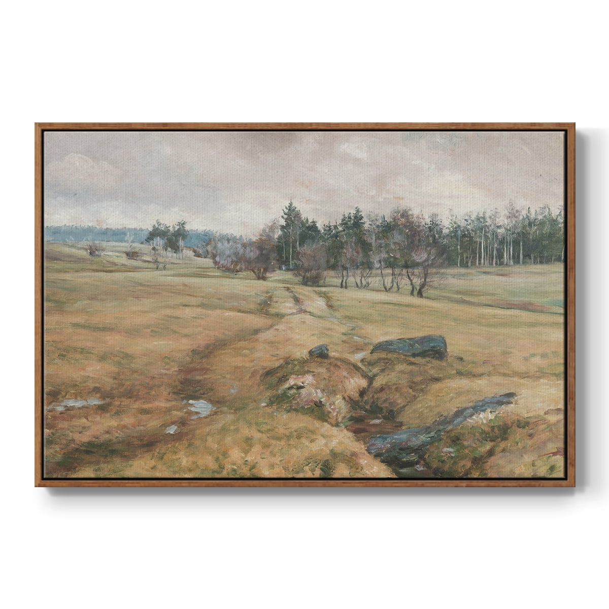 Vintage Landscape-CCCLXIV By Wexford Home Framed in Walnut Wood Gallery Wrapped Canvas 25 in. x 37 in.