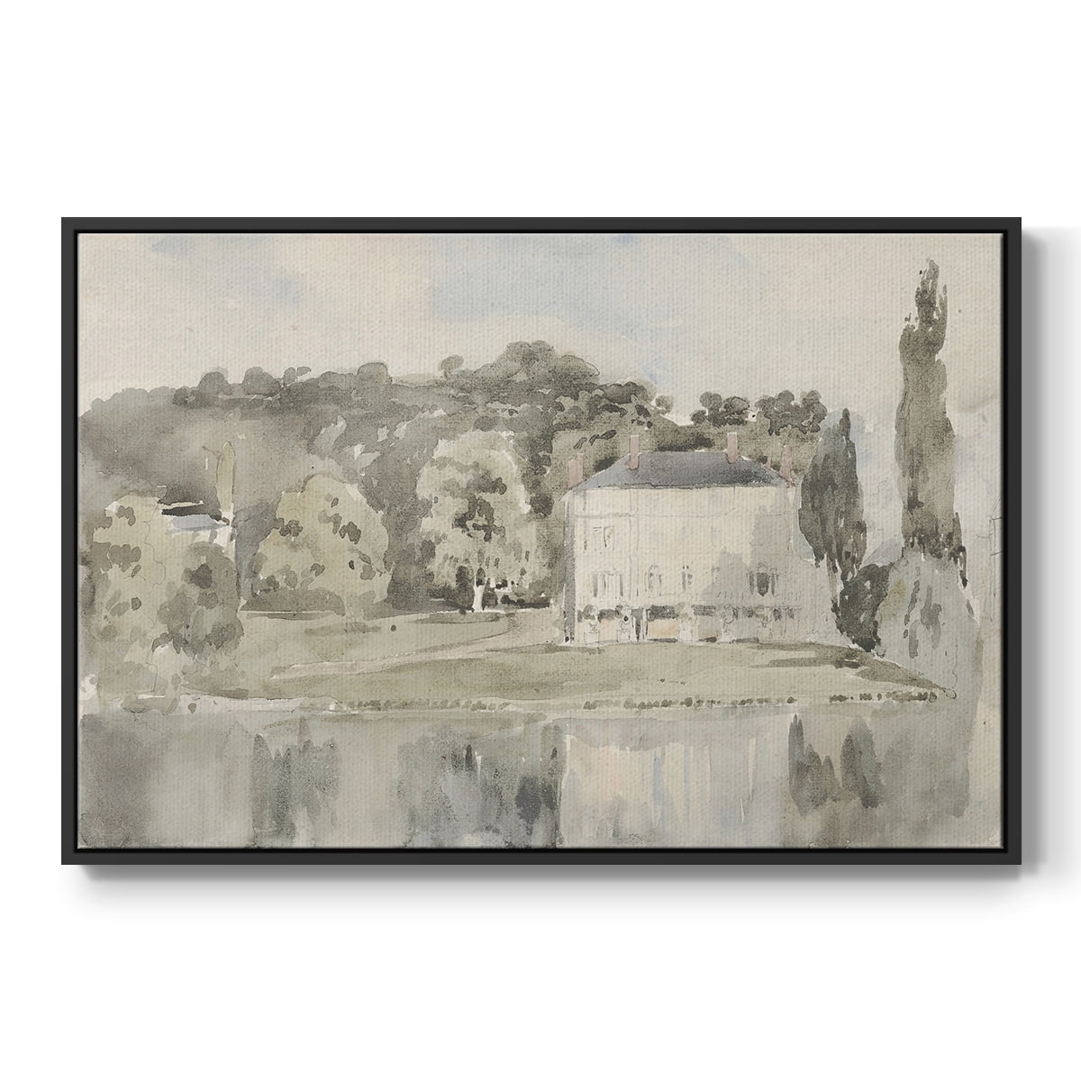 Vintage Landscape-CCCLXVI By Wexford Home Framed in Black Wood Gallery Wrapped Canvas 25 in. x 37 in.
