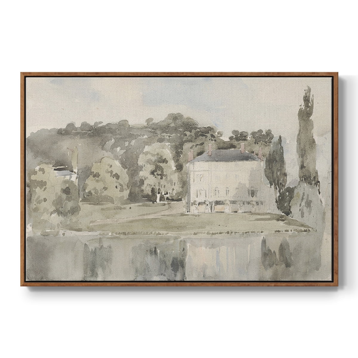 Vintage Landscape-CCCLXVI By Wexford Home Framed in Walnut Wood Gallery Wrapped Canvas 25 in. x 37 in.