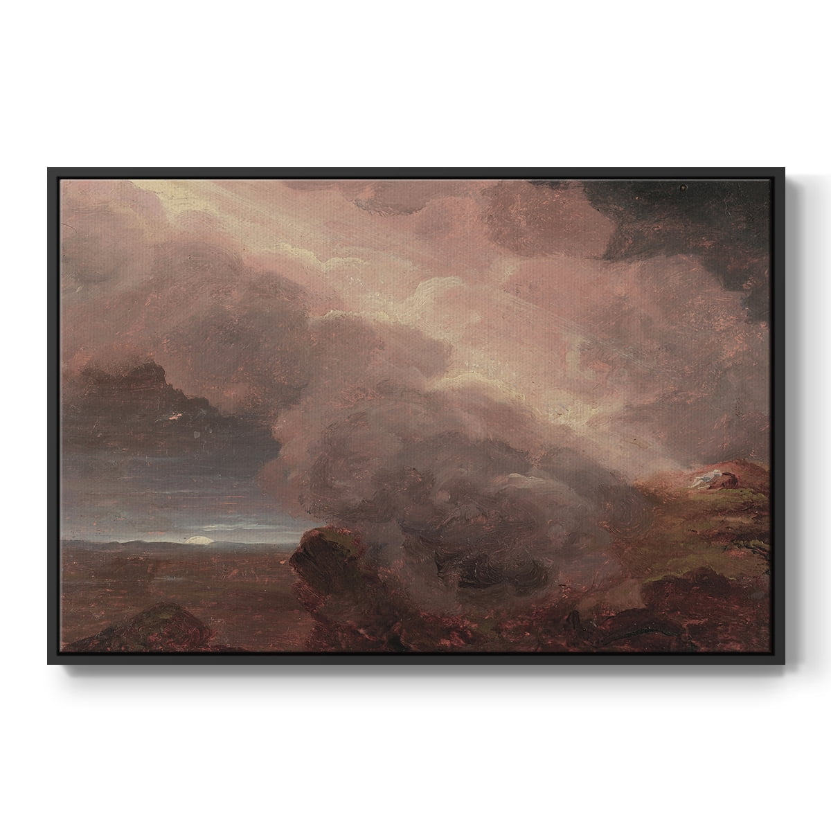 Vintage Landscape-CCCLXX By Wexford Home Framed in Black Wood Gallery Wrapped Canvas 27 in. x 41 in.