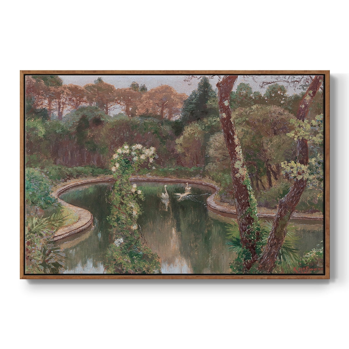 Vintage Landscape-CCCLXXII By Wexford Home Framed in Walnut Wood Gallery Wrapped Canvas 17 in. x 25 in.
