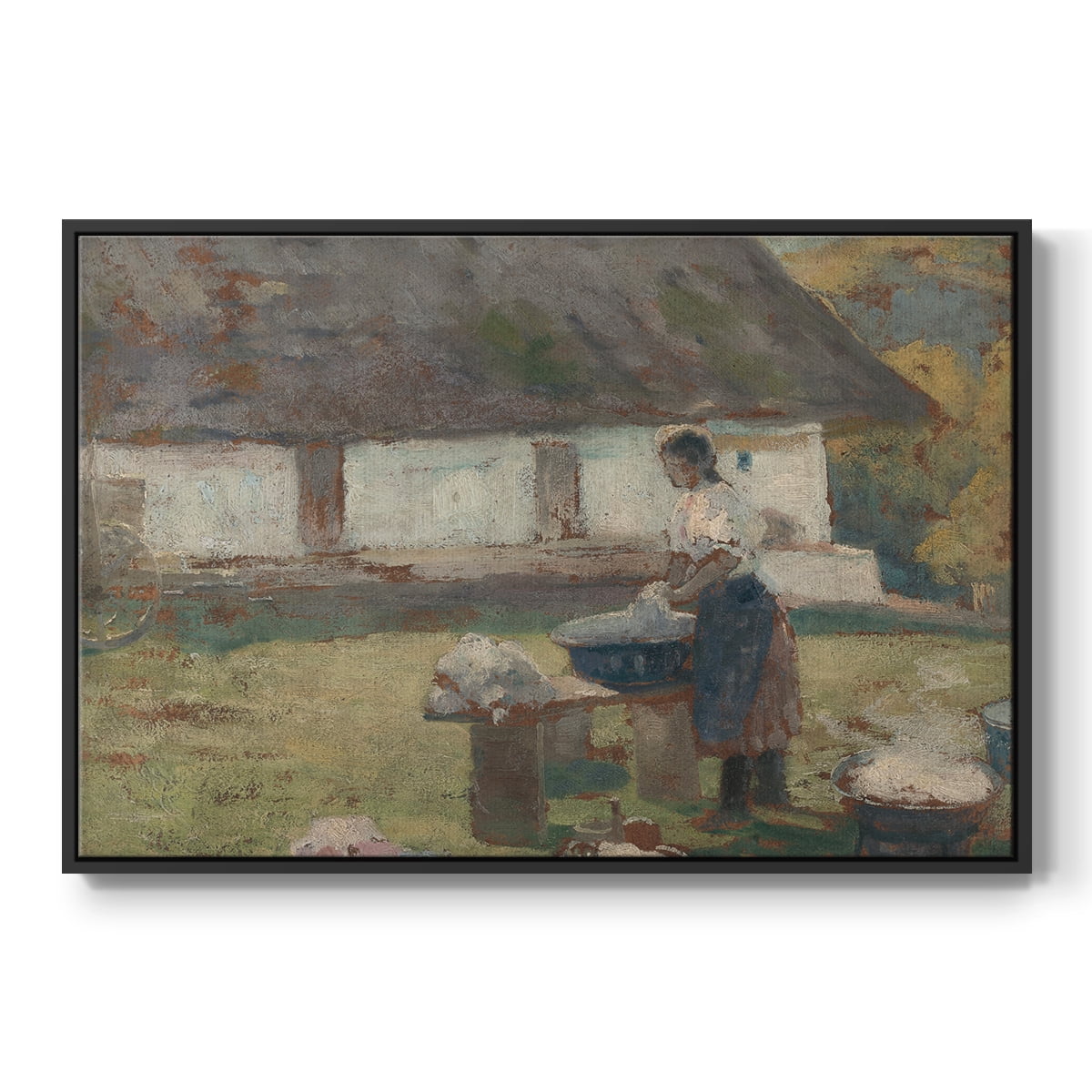 Vintage Landscape-CCCLXXV By Wexford Home Framed in Black Wood Gallery Wrapped Canvas 25 in. x 37 in.